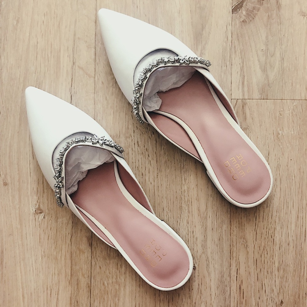 Crystal Embellished Strap Mules